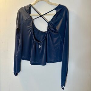 Free People FP Movement long sleeve navy cross back top